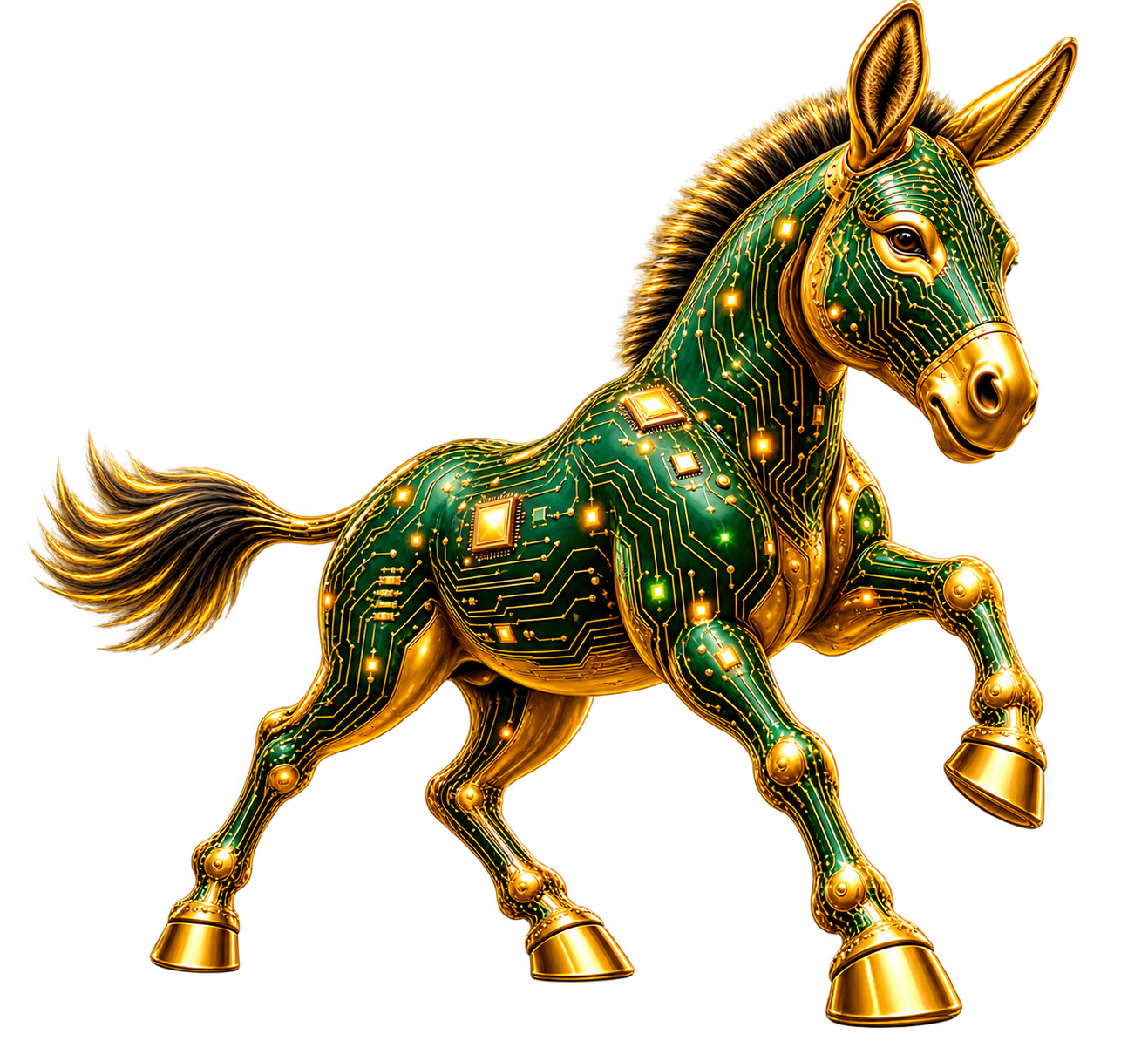 Donkey chaos — HeeHaw braying with a gold